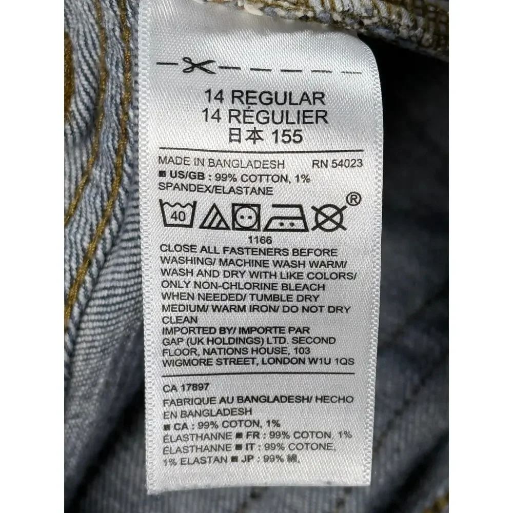 GapKids 1969 Original Straight Leg Jeans Dark Wash Size 14 Regular Adjustable